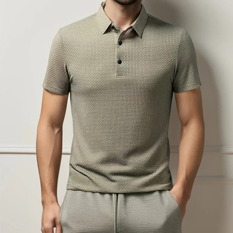 Lineare monochrome short-sleeve polo shirt