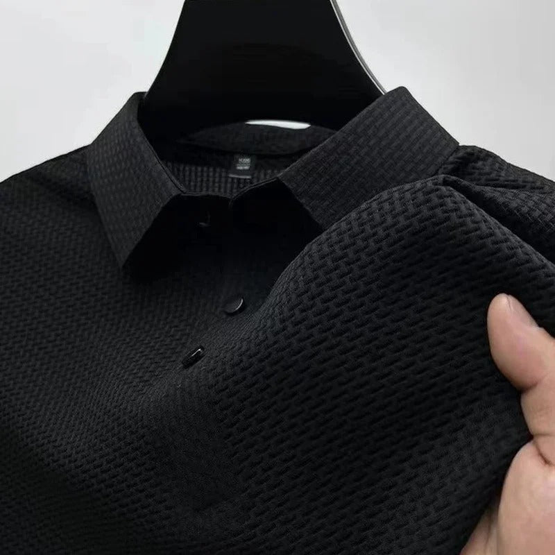 Lineare monochrome short-sleeve polo shirt