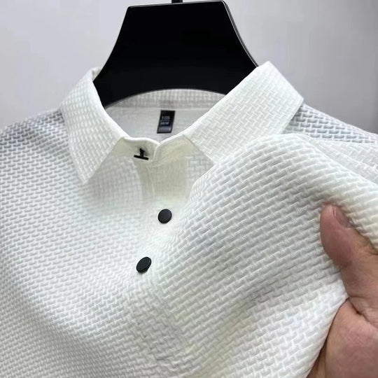 Lineare monochrome short-sleeve polo shirt