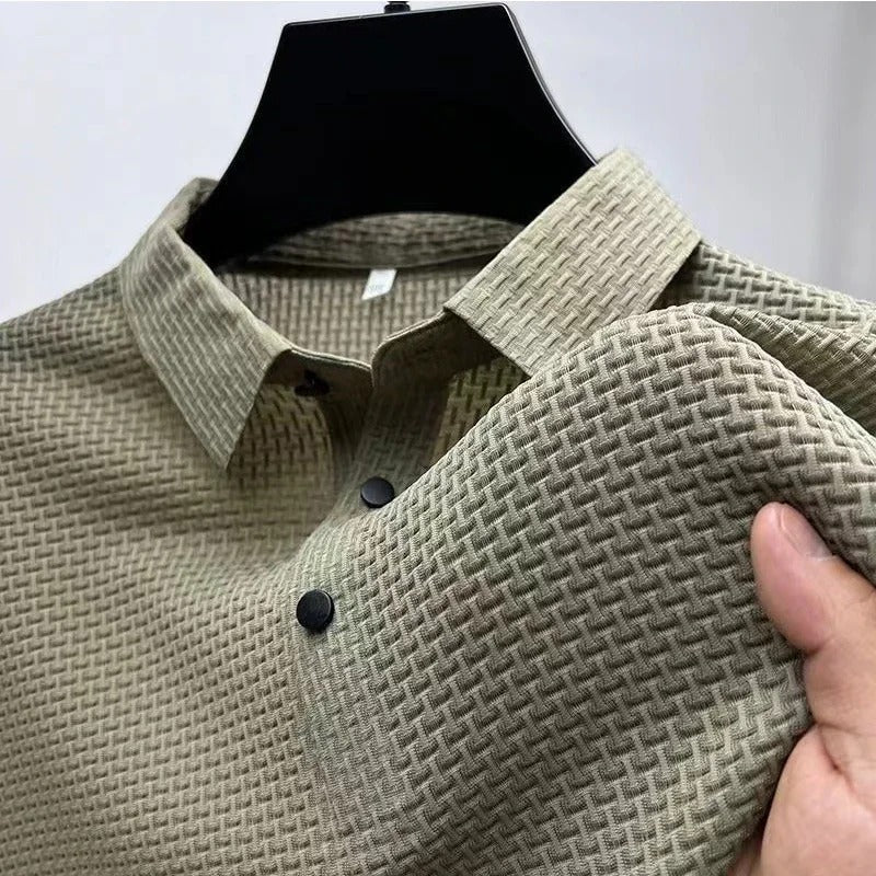 Lineare monochrome short-sleeve polo shirt