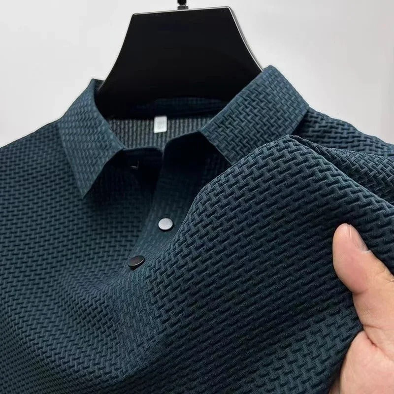 Lineare monochrome short-sleeve polo shirt