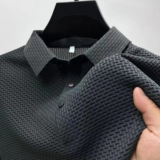 Lineare monochrome short-sleeve polo shirt
