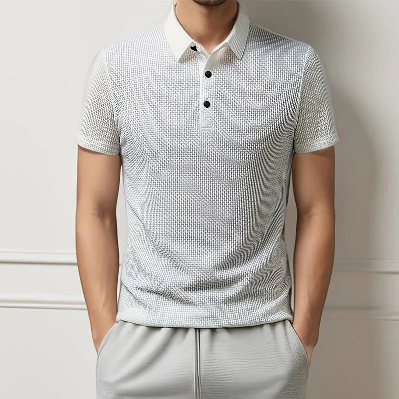 Lineare monochrome short-sleeve polo shirt