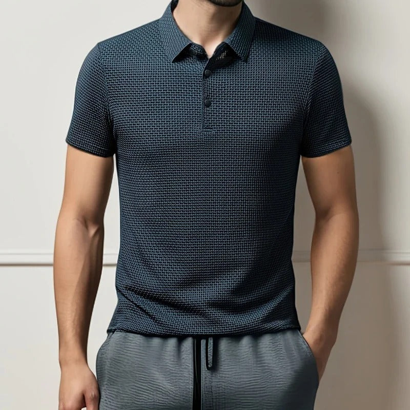 Lineare monochrome short-sleeve polo shirt