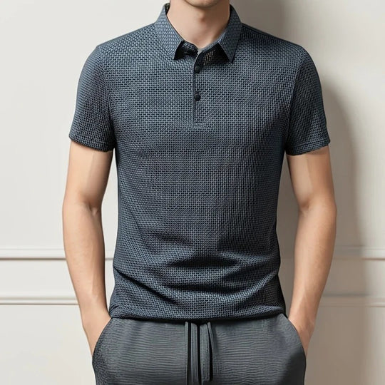 Lineare monochrome short-sleeve polo shirt