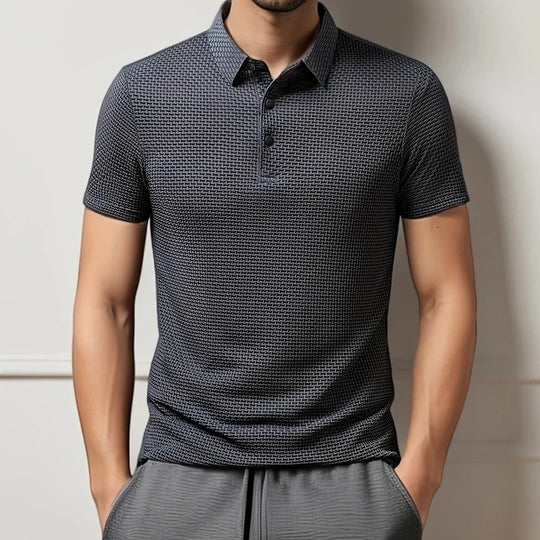 Lineare monochrome short-sleeve polo shirt
